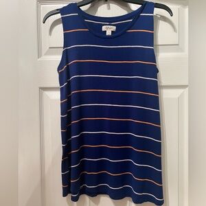 Style & Co. Blue Tank Top with Orange and White Stripes